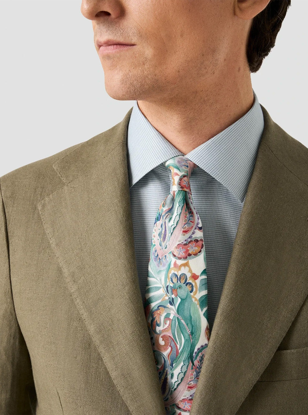 Eton Light Green Semi Solid Dobby Shirt