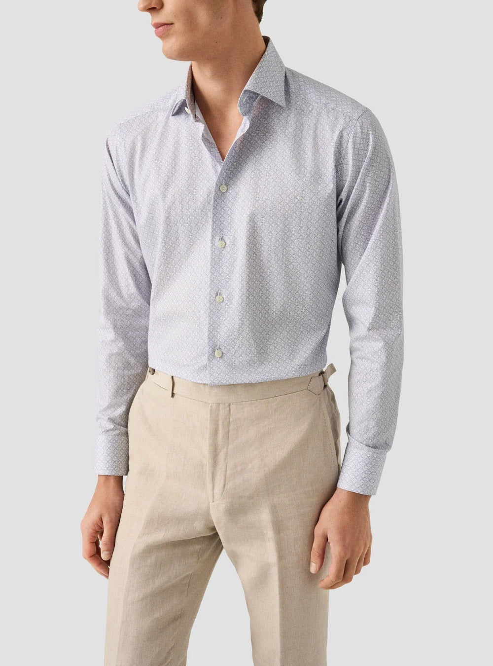 Eton Pink Geometric Signature Twill Shirt