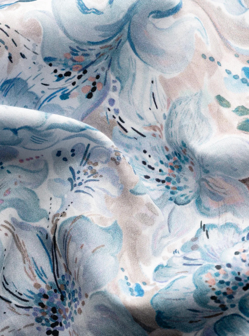 Eton Light Blue Floral Print Fine Twill Shirt