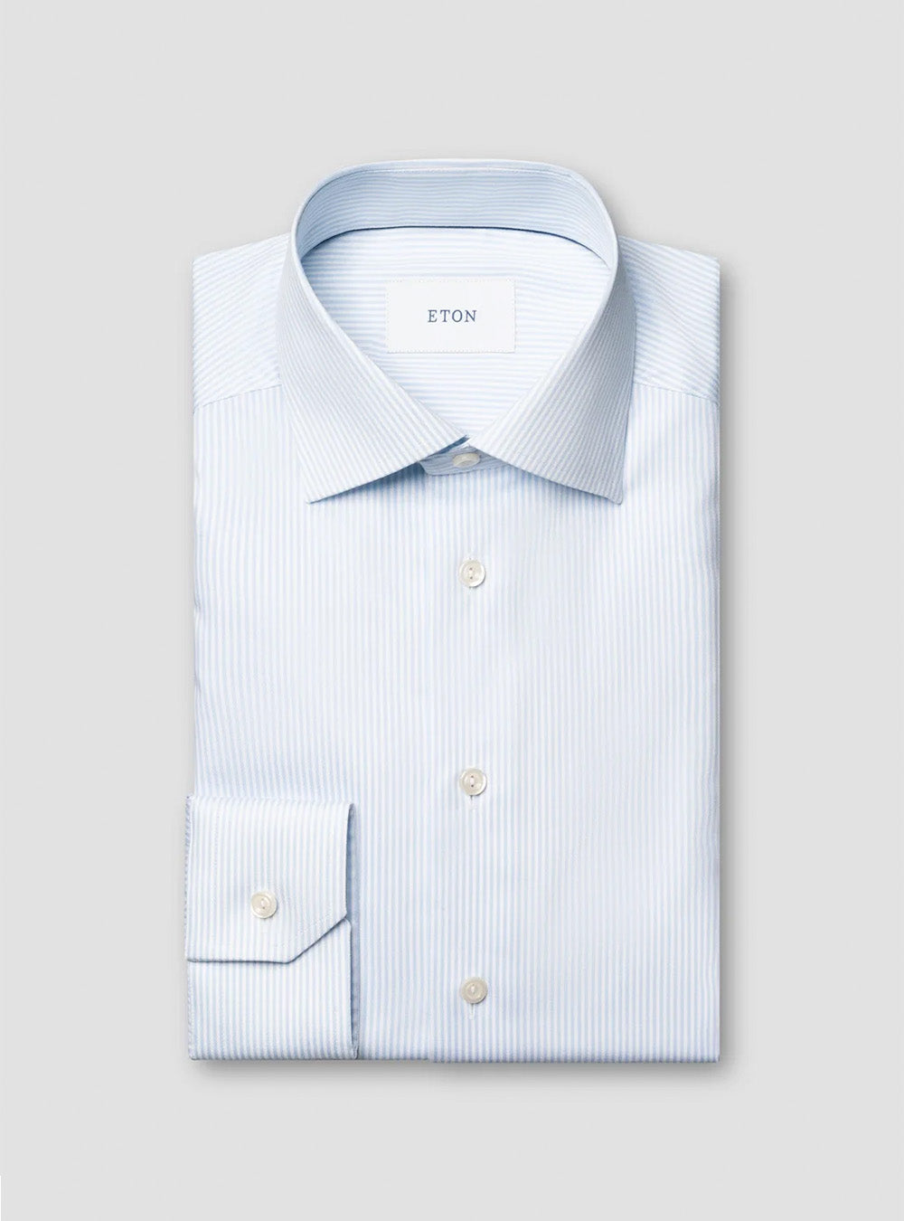 Eton Light Blue Striped Cotton TENCEL™  Lyocell Shirt
