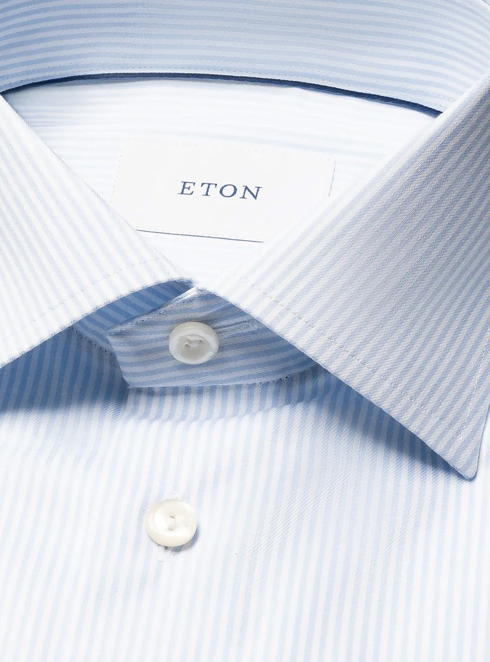 Eton Light Blue Striped Cotton TENCEL™  Lyocell Shirt