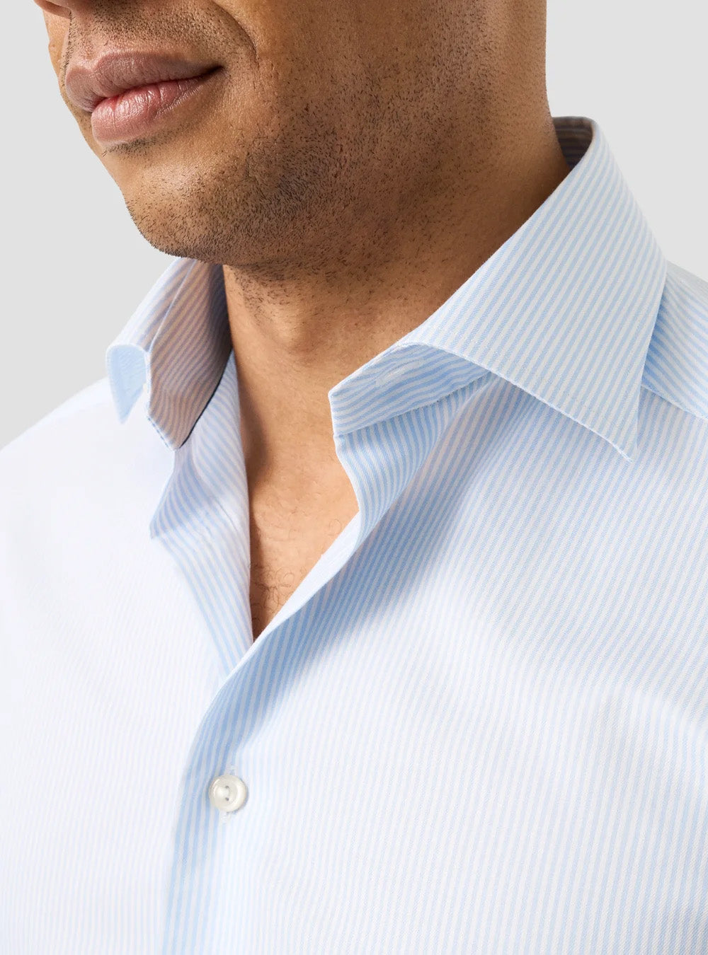 Eton Light Blue Striped Cotton TENCEL™  Lyocell Shirt