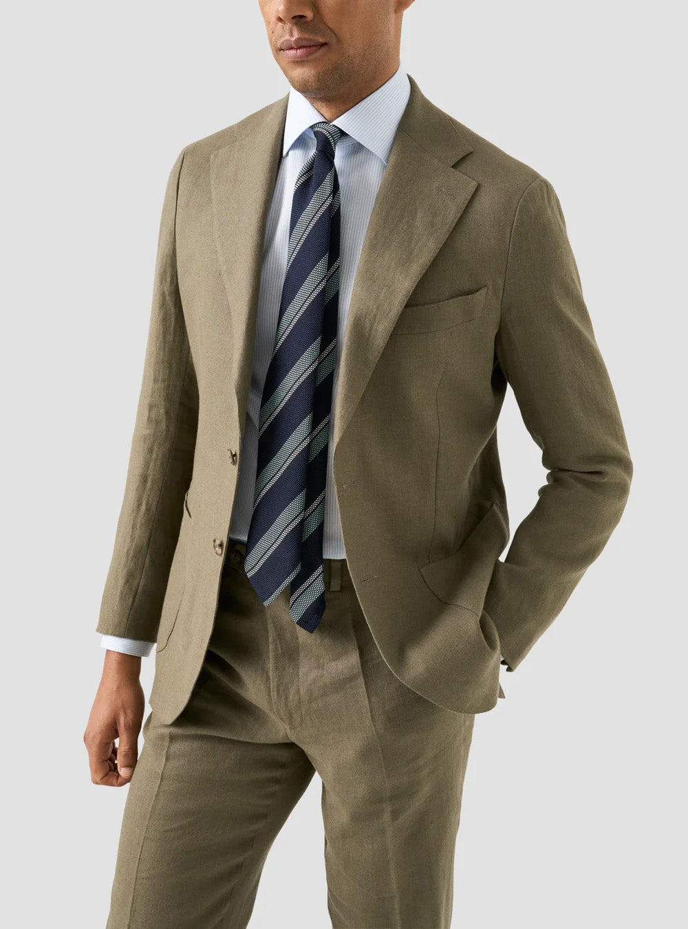 Eton Light Blue Striped Cotton TENCEL™  Lyocell Shirt