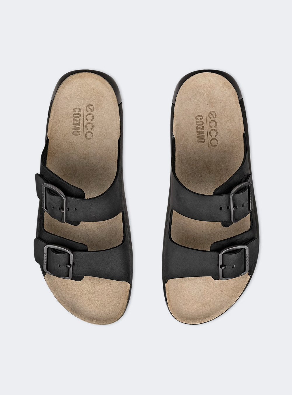 ECCO Cozmo Men's Leather Two Strap Sandal - Black