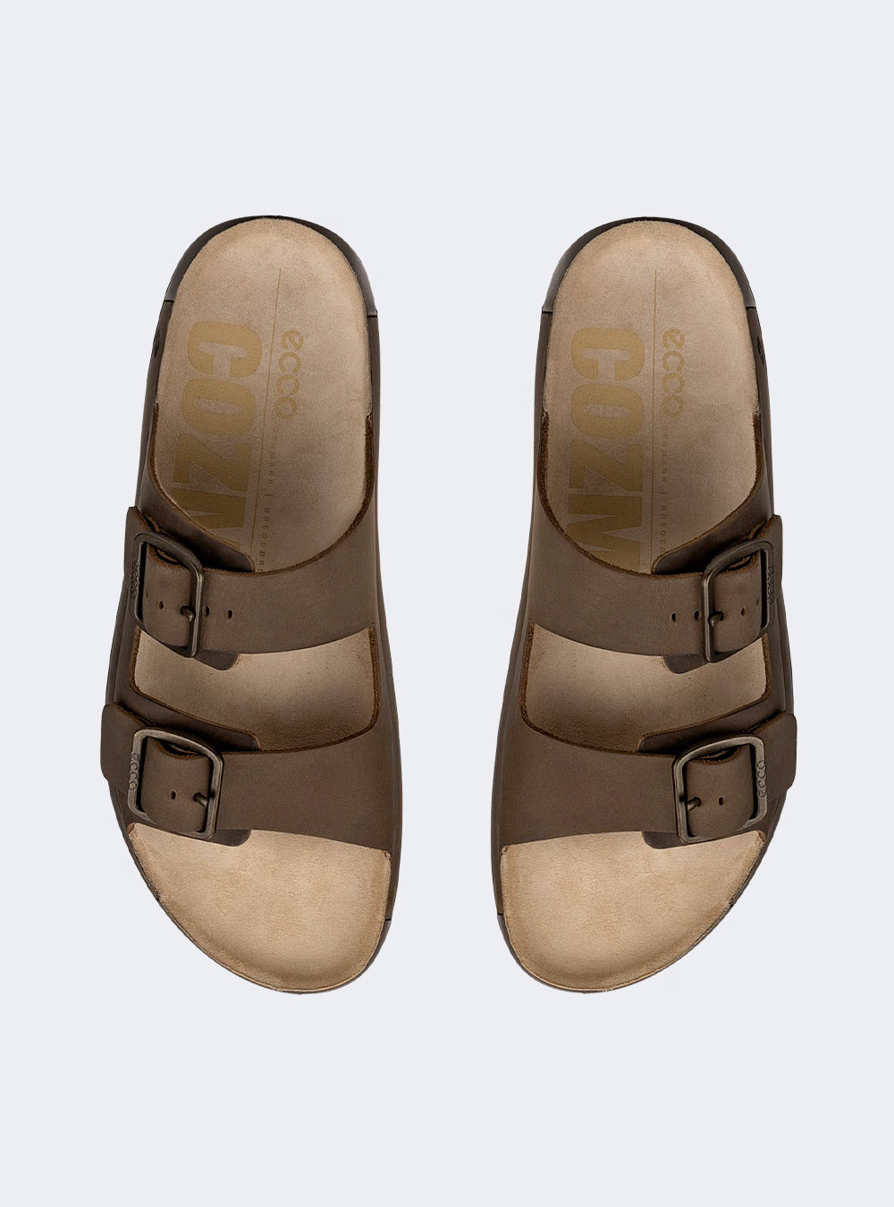 ECCO Cozmo Men's Leather Two Strap Sandal - Nutmeg