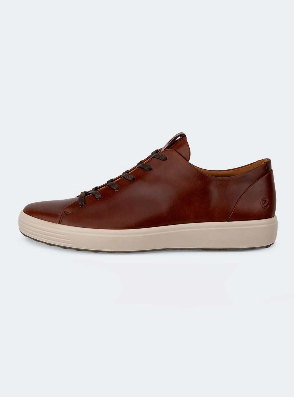 ECCO Soft 7 Men's Leather Lace-Up Shoe - Cognac