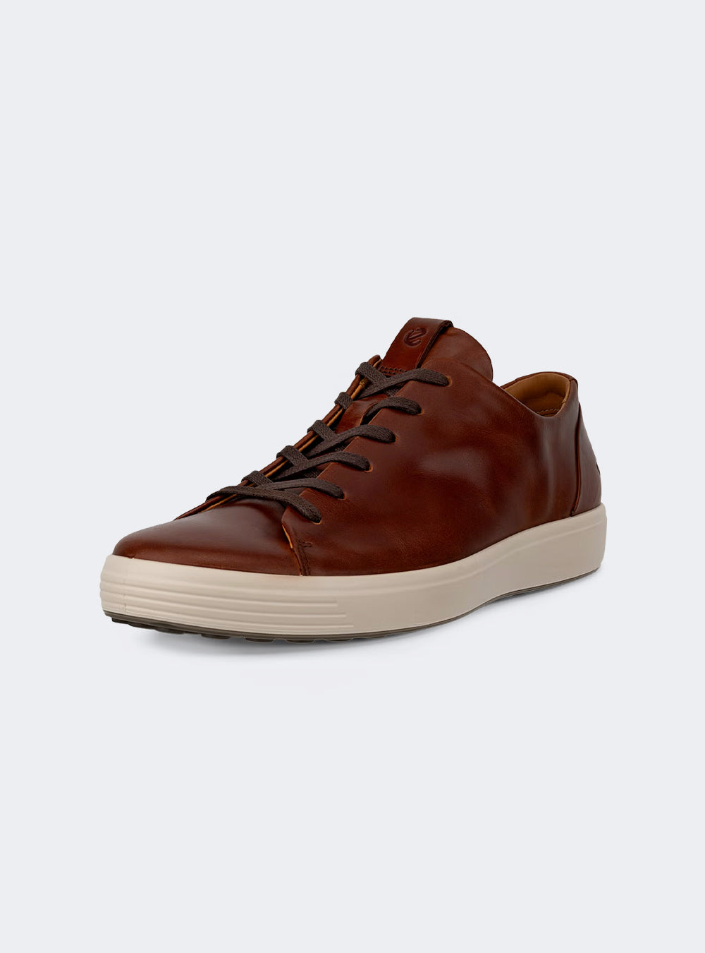 ECCO Soft 7 Men's Leather Lace-Up Shoe - Cognac