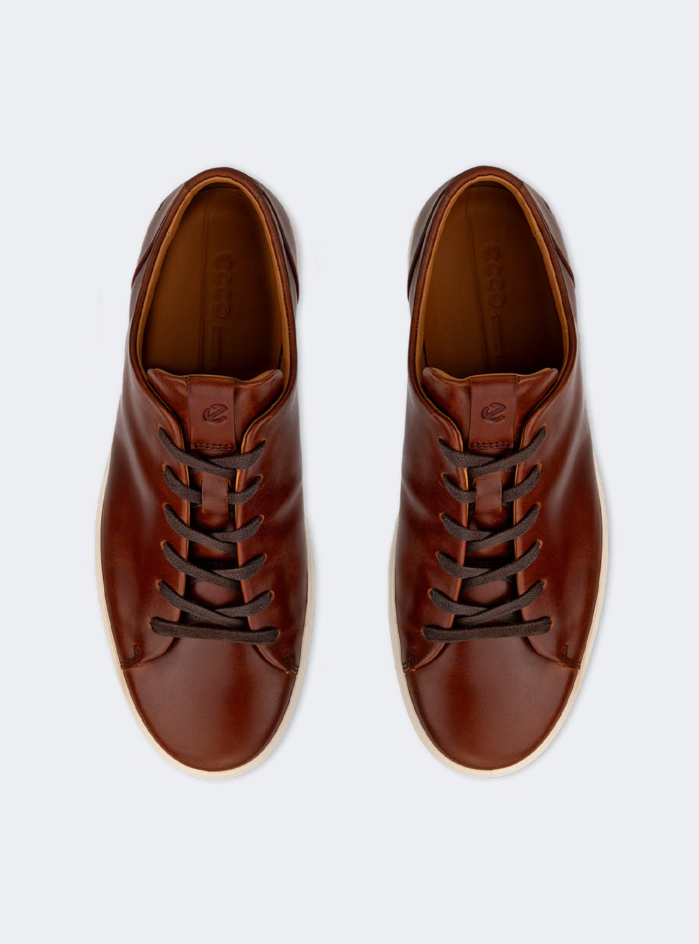 ECCO Soft 7 Men's Leather Lace-Up Shoe - Cognac
