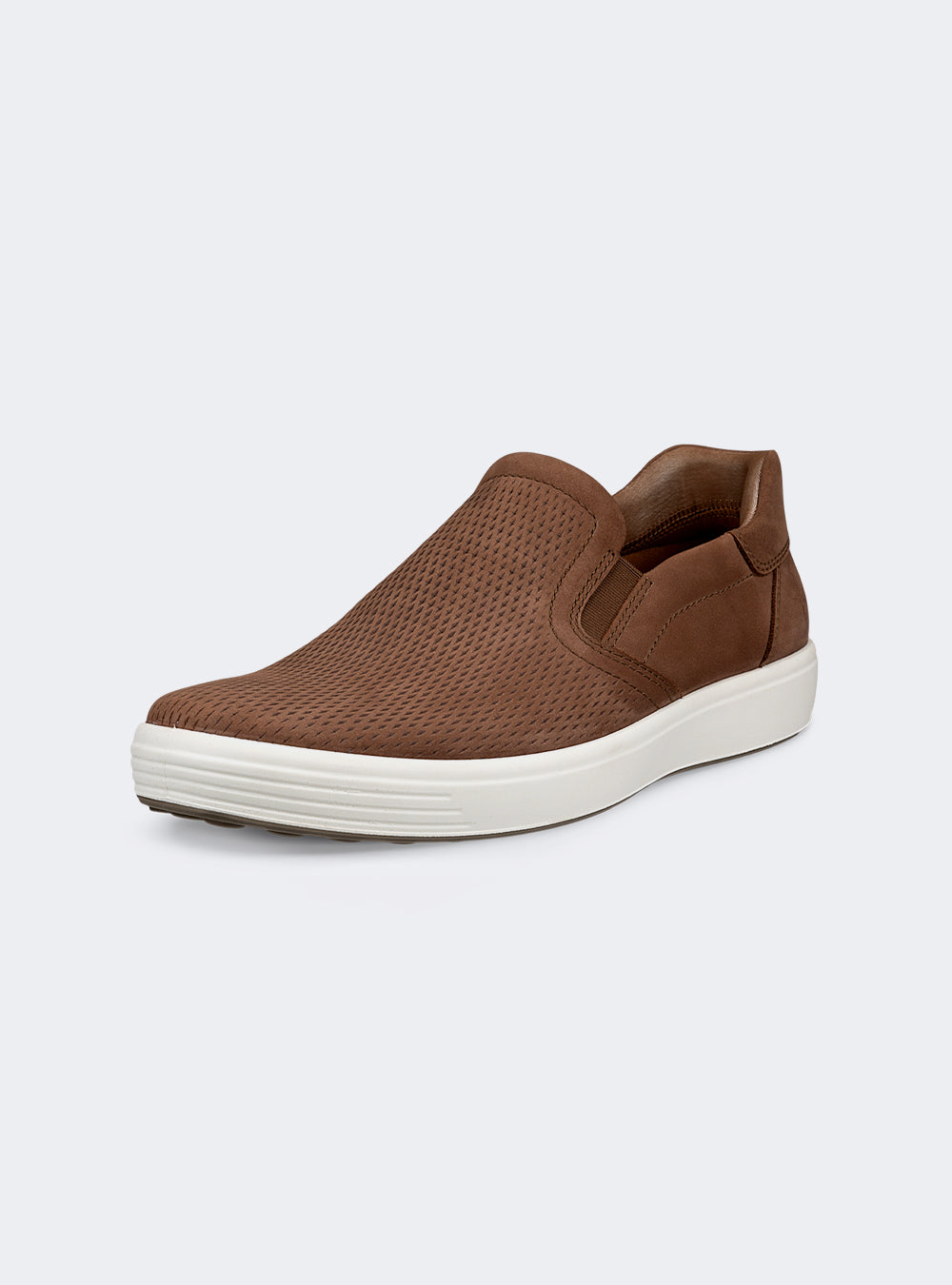 ECCO Soft 7 Men's Nubuck Slip-In Shoe - Cocoa Brown