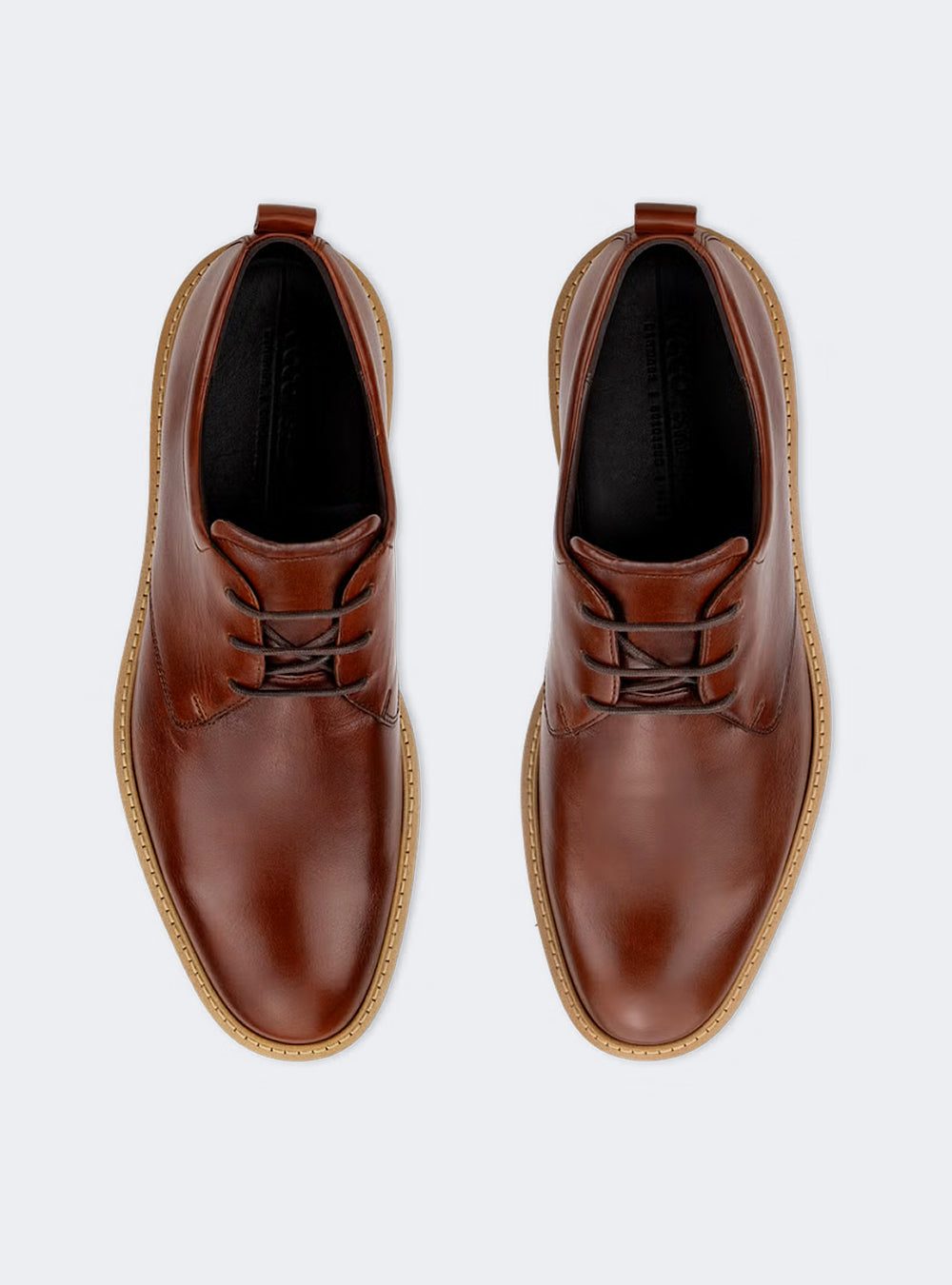 ECCO St.1 Hybrid Men's Leather Derby Plain-Toe Shoe - Cognac