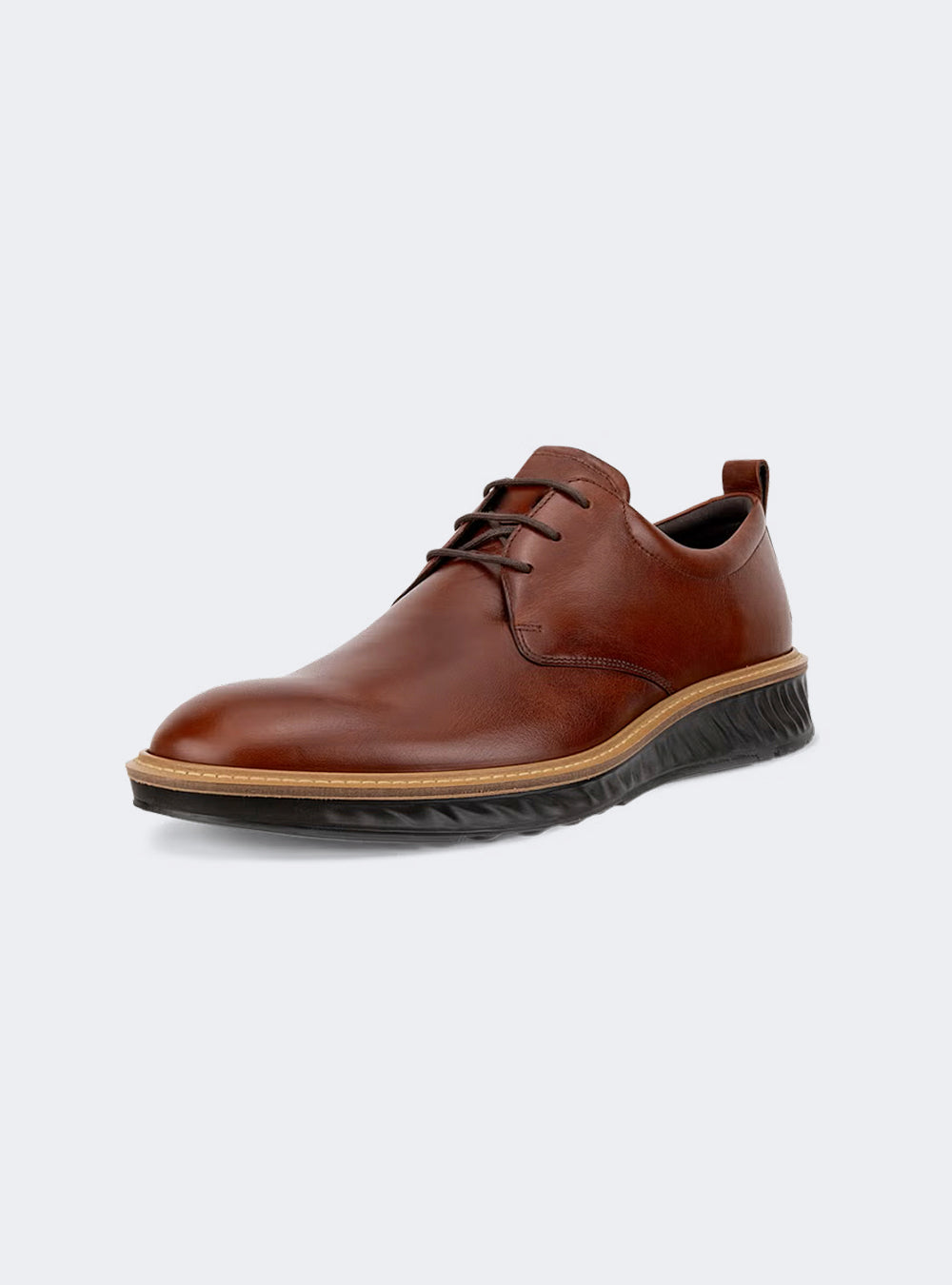 ECCO St.1 Hybrid Men's Leather Derby Plain-Toe Shoe - Cognac