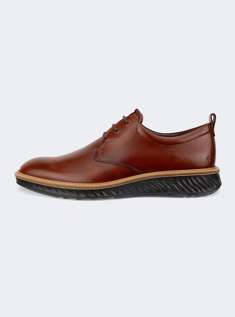 ECCO St.1 Hybrid Men's Leather Derby Plain-Toe Shoe - Cognac