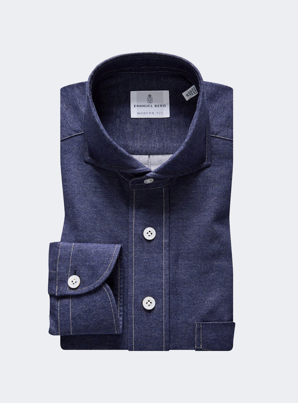 Emanuel Berg Harvard, Navy Blue Flannel Shirt