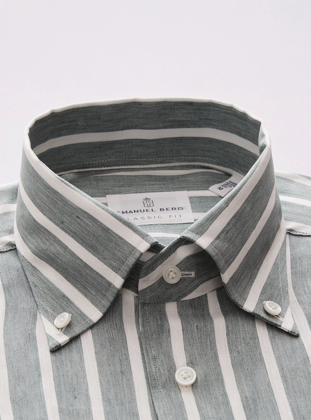 Emanuel Berg Bellagio, Grren & White Striped Cotton-Lyocell Blend Shirt