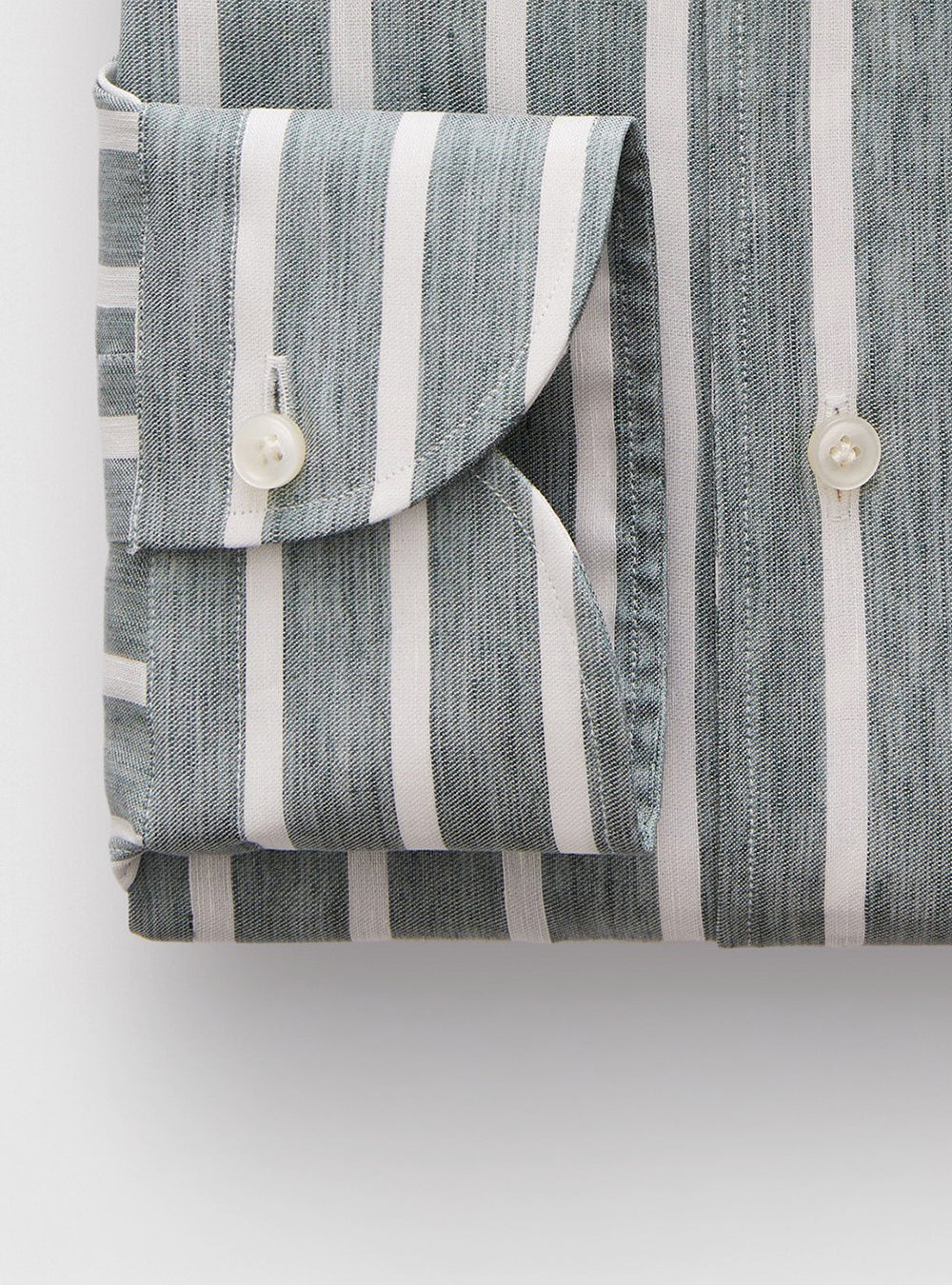 Emanuel Berg Bellagio, Grren & White Striped Cotton-Lyocell Blend Shirt