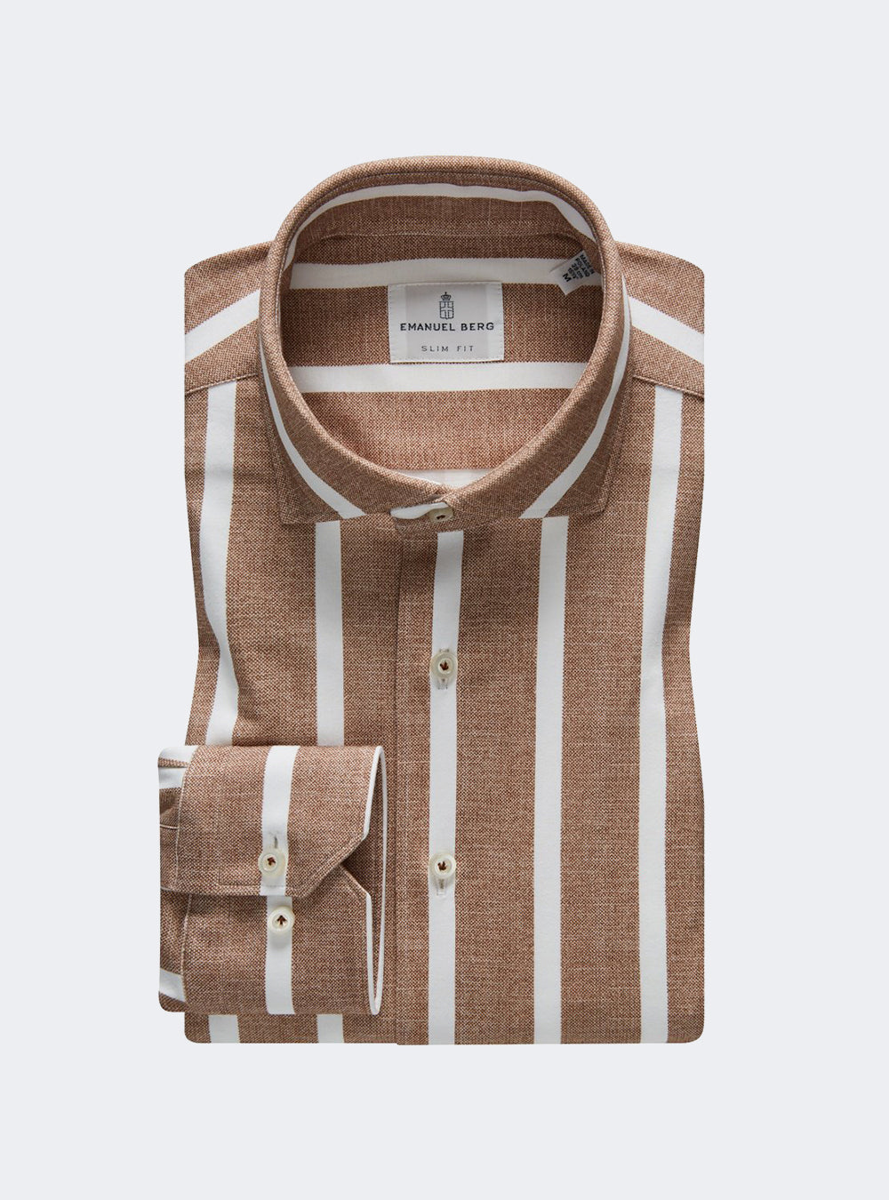 Emanuel Berg Byron, Brown Bold Striped 4Flex Shirt