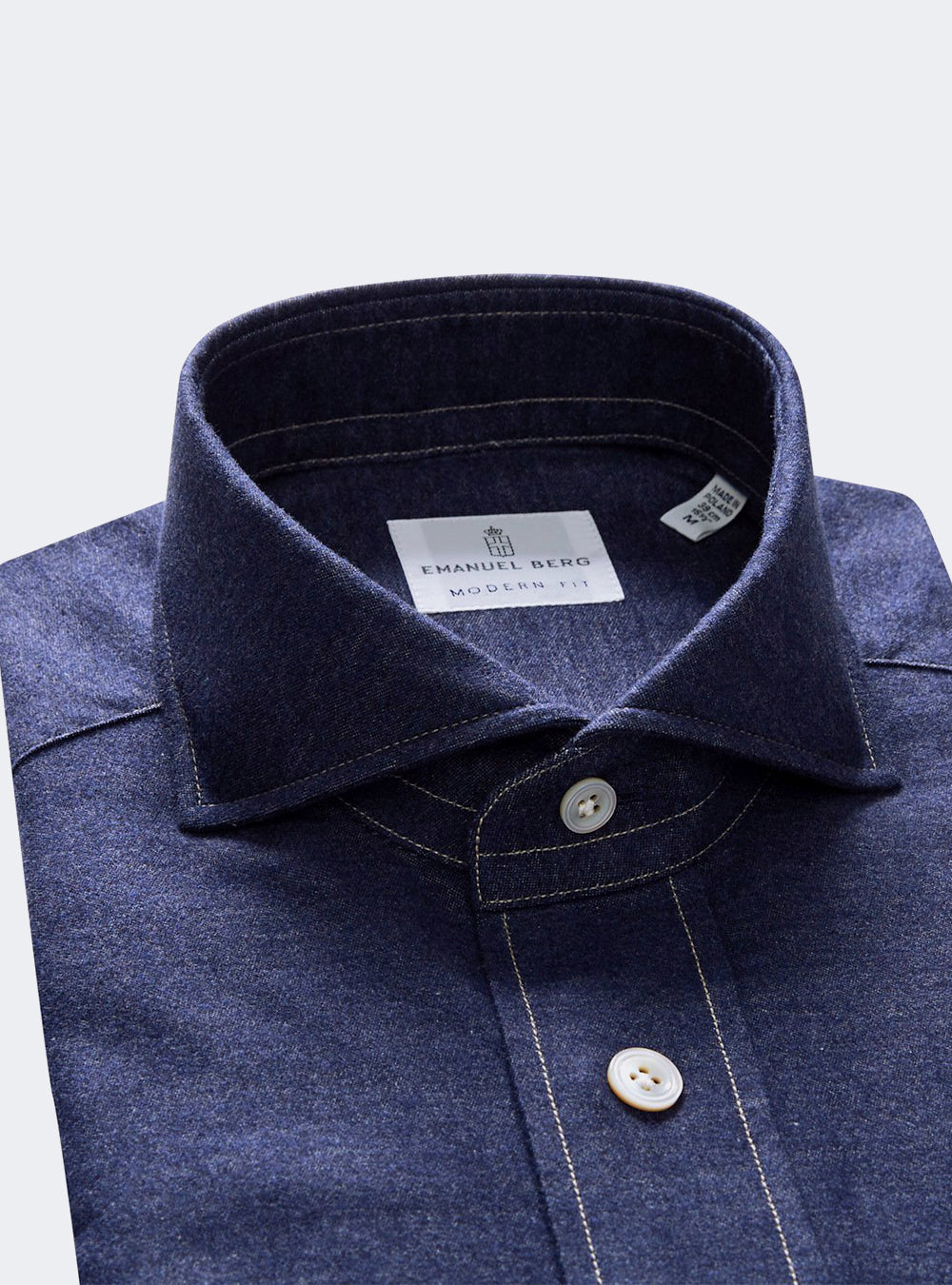 Emanuel Berg Harvard, Navy Blue Flannel Shirt
