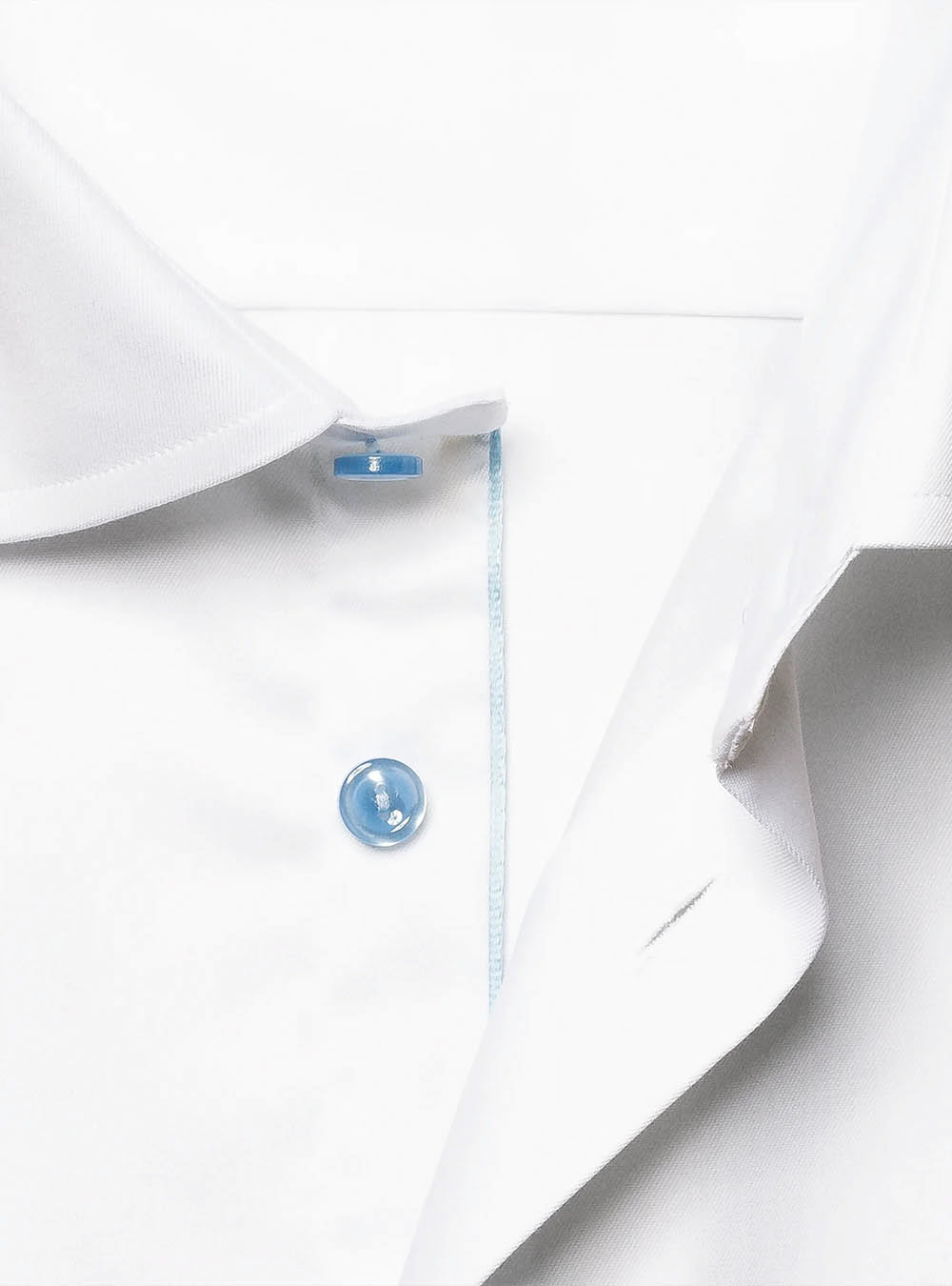 Eton White Solid Signature Twill Shirt with Blue Buttons