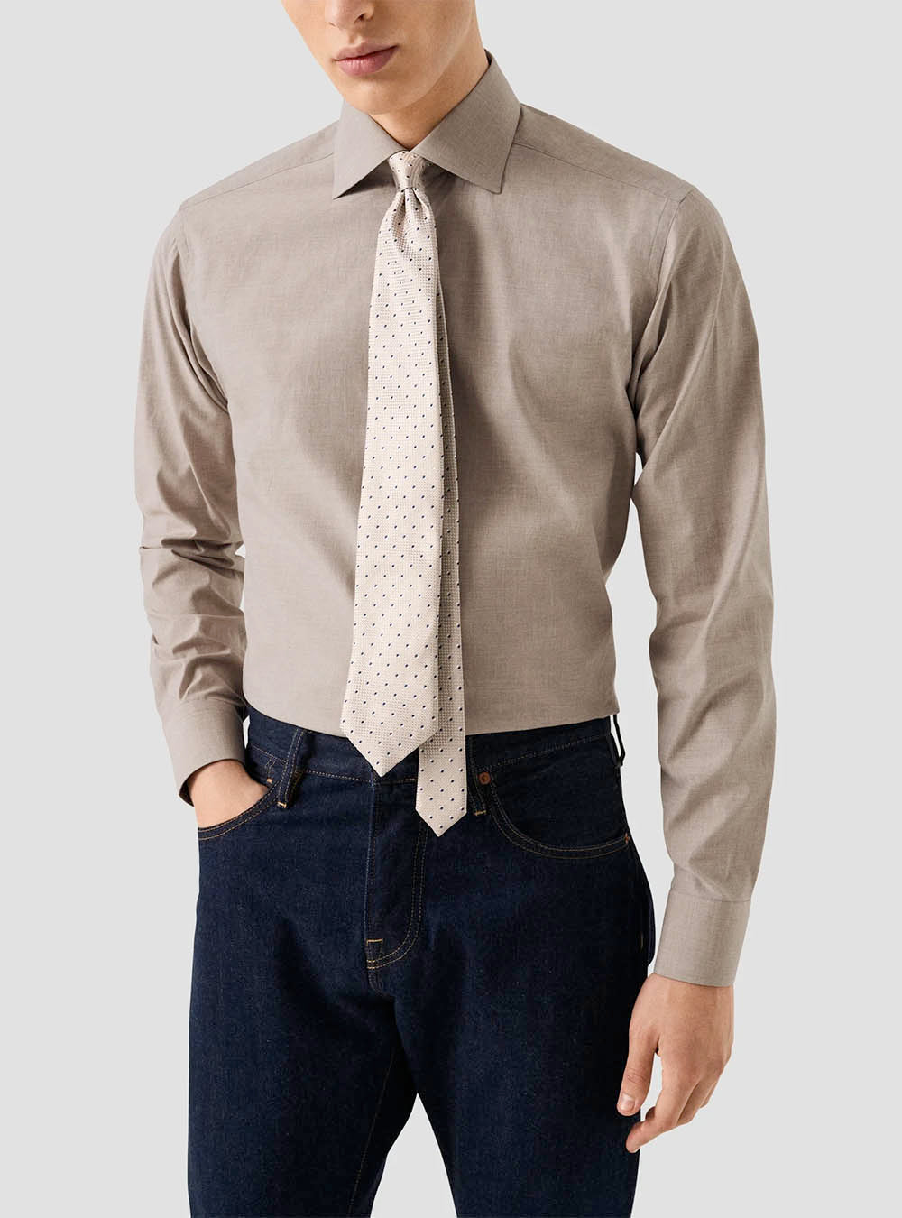 Eton Beige Fine Twill Shirt