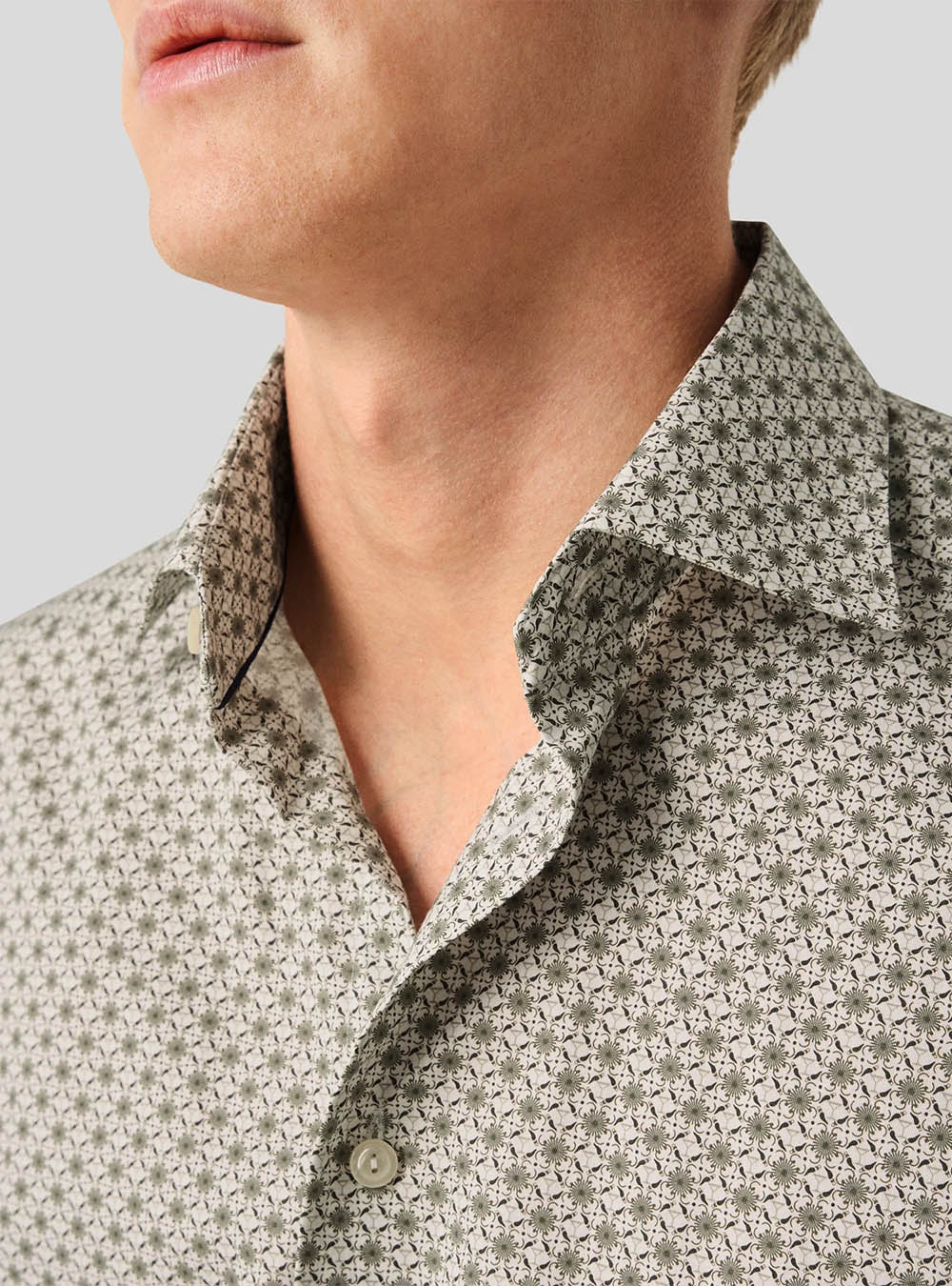 Eton Beige Geometric Signature Twill Shirt