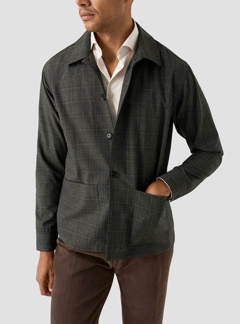 Eton Beige Striped Signature Oxford Shirt