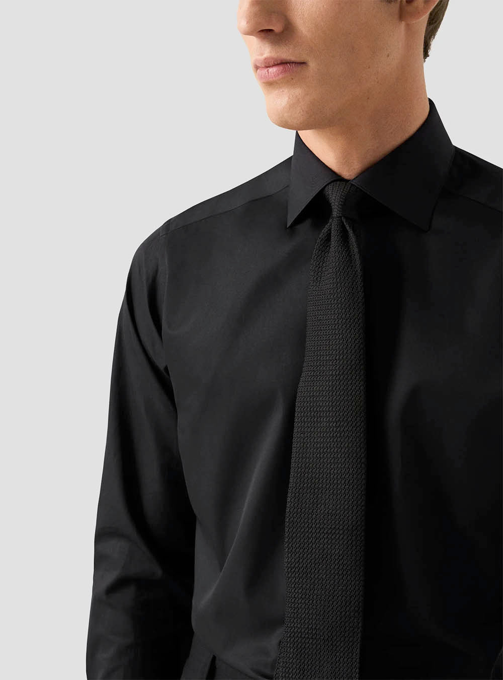Eton Black Solid Elevated Twill Shirt