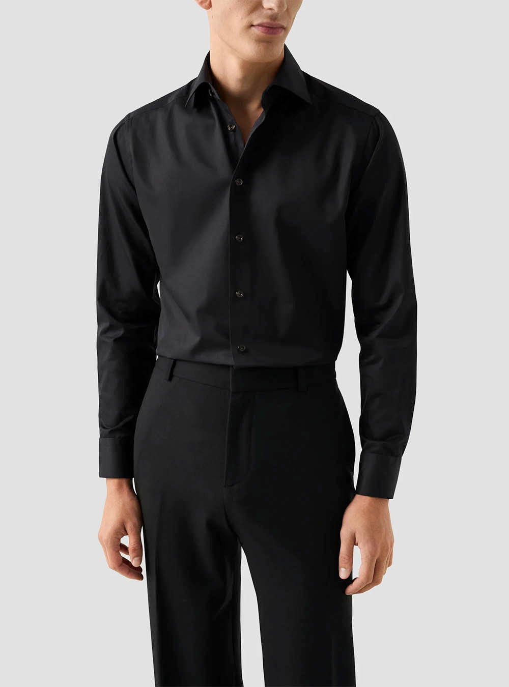Eton Black Solid Elevated Twill Shirt