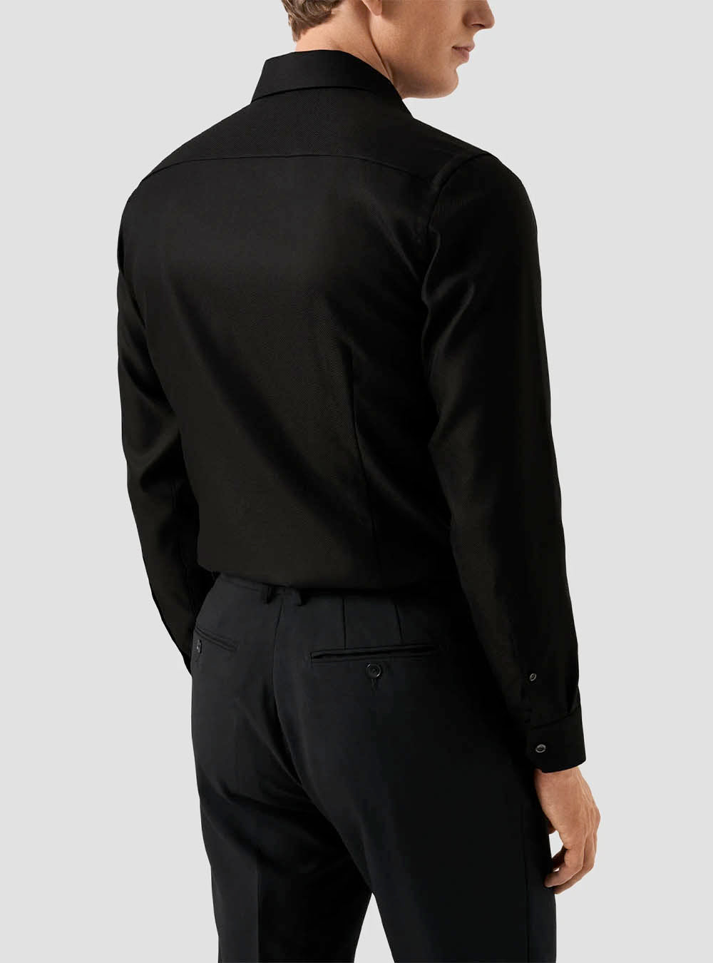 Eton Black Textured Twill Shirt