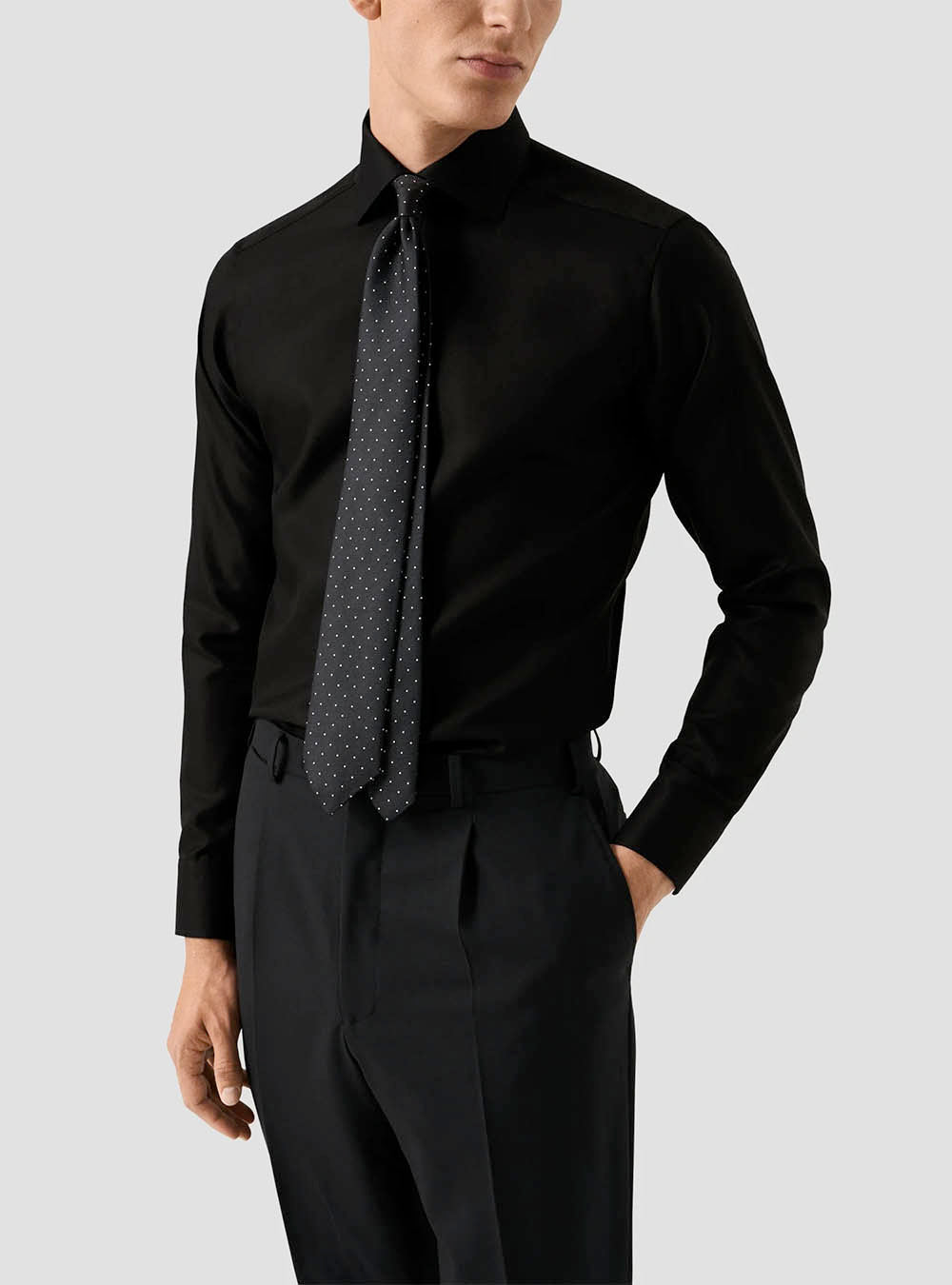 Eton Black Textured Twill Shirt