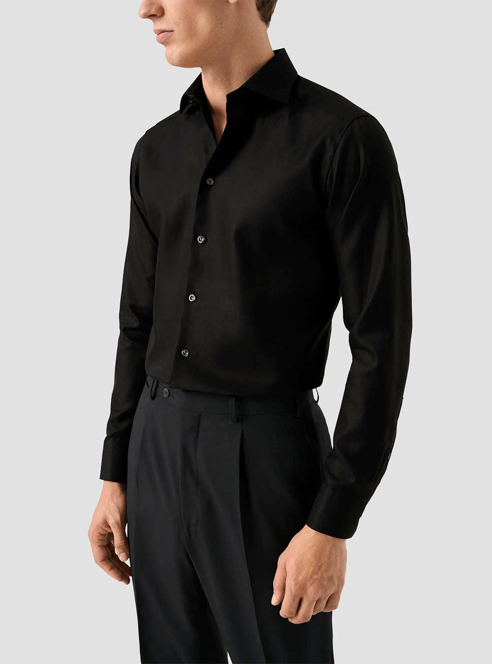 Eton Black Textured Twill Shirt