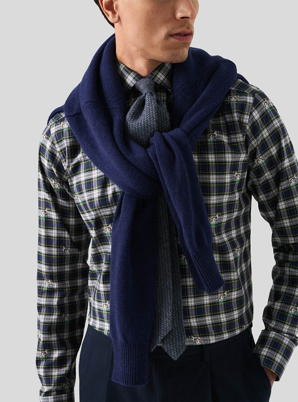 Eton Blue Check Twill Shirt