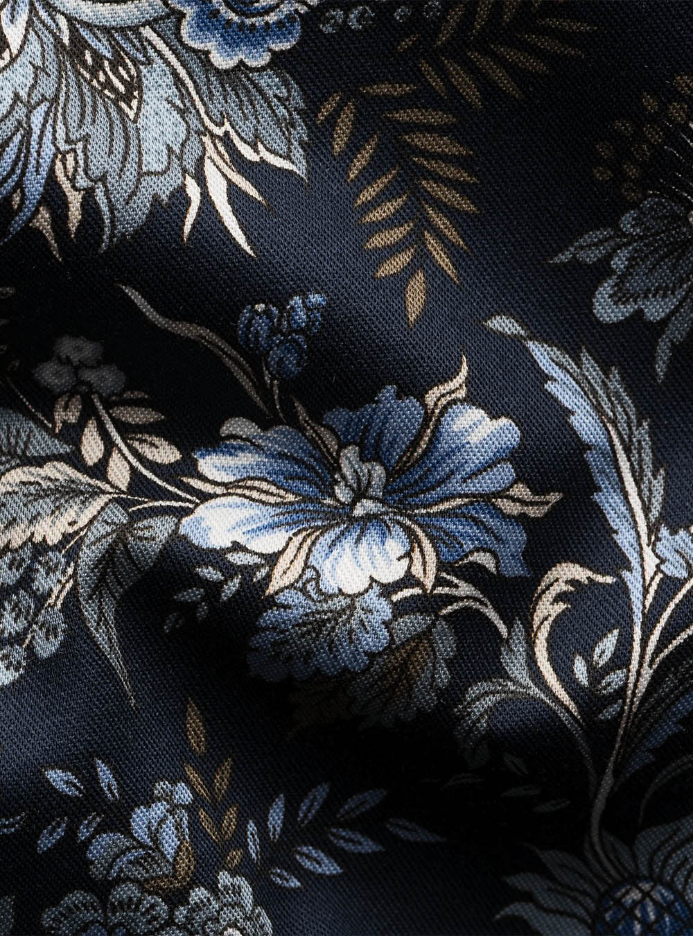 Eton Blue Floral Print Signature Twill Shirt