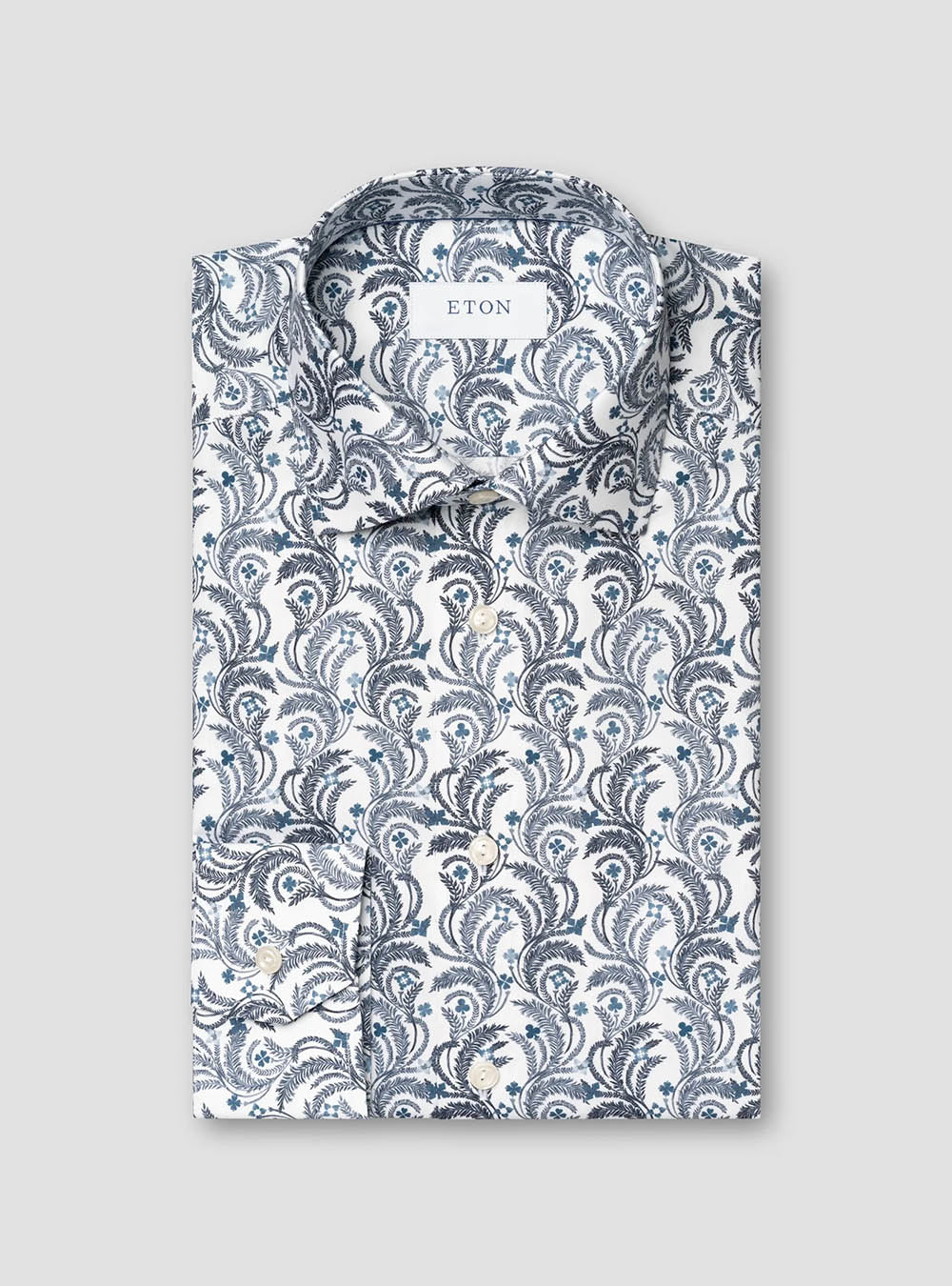 Eton Blue Floral Signature Twill Shirt