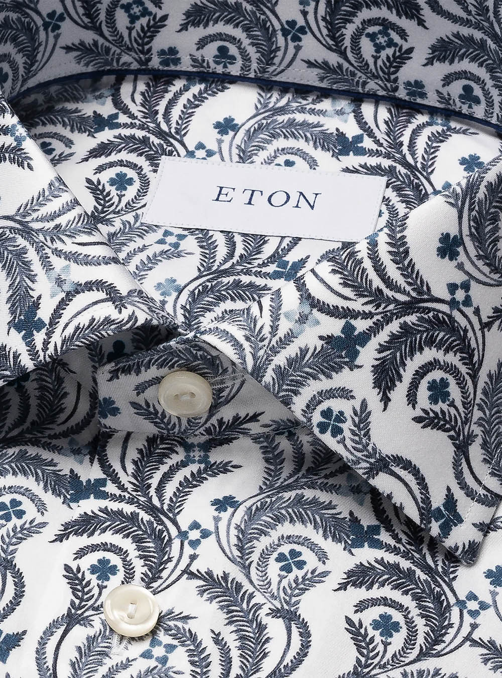 Eton Blue Floral Signature Twill Shirt
