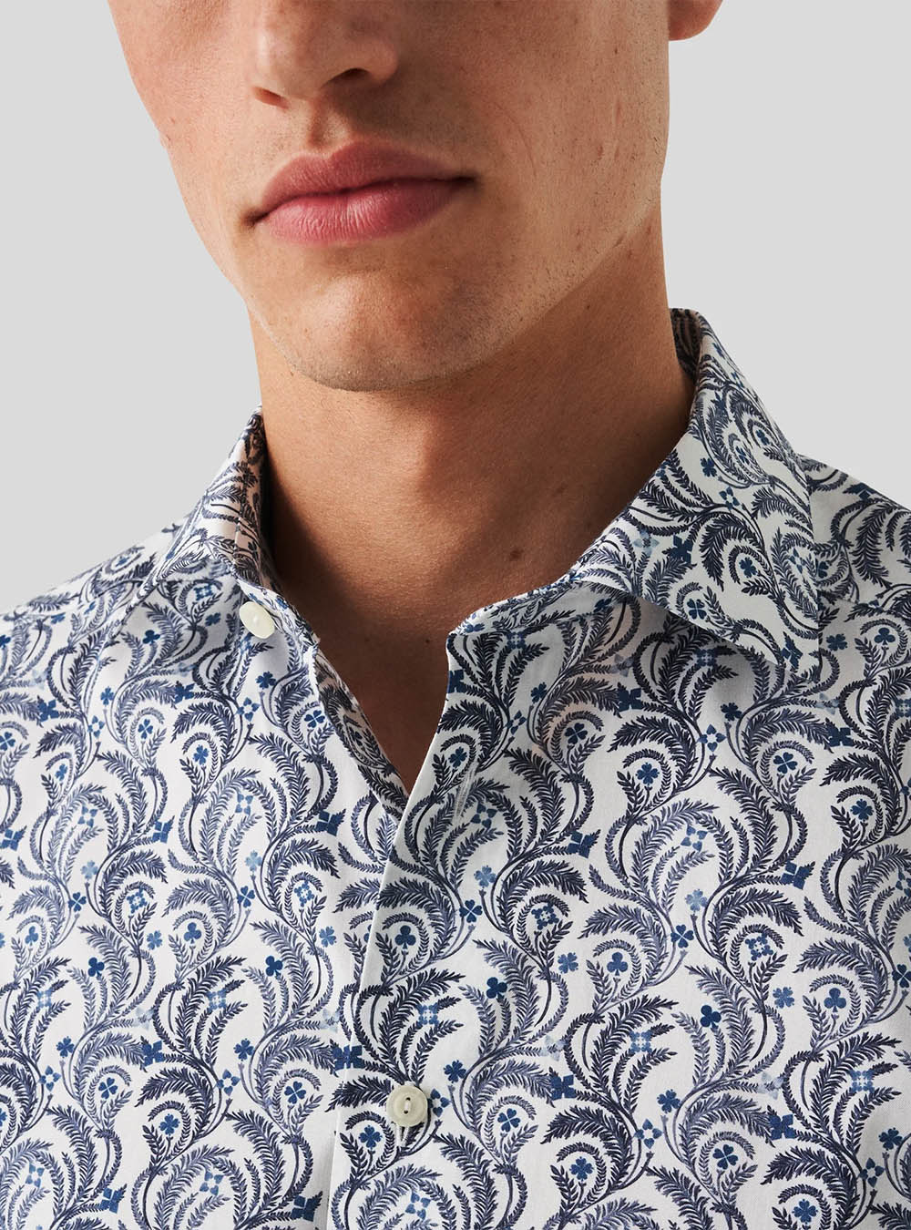 Eton Blue Floral Signature Twill Shirt