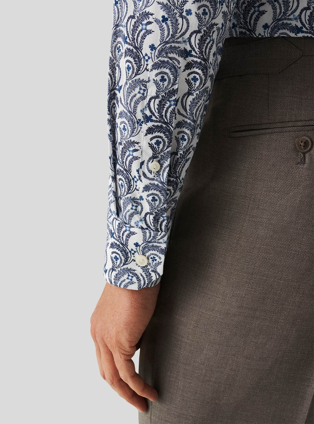 Eton Blue Floral Signature Twill Shirt