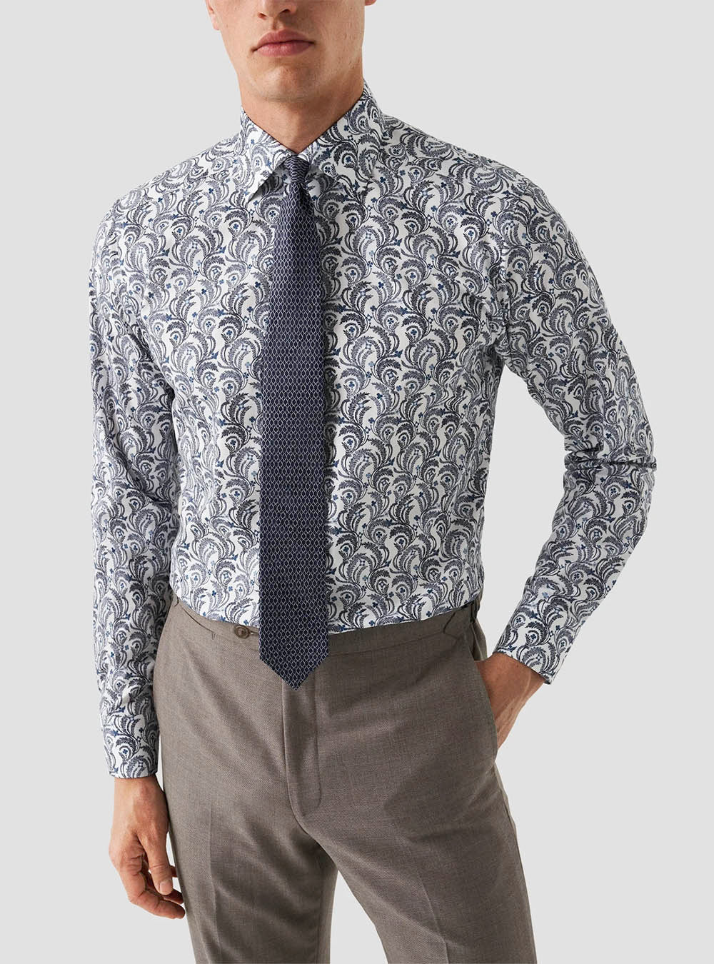 Eton Blue Floral Signature Twill Shirt