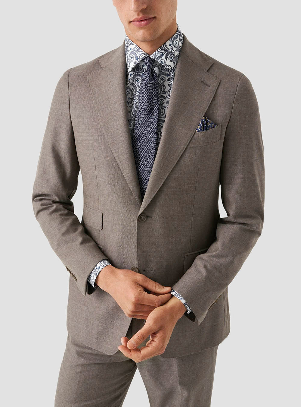 Eton Blue Floral Signature Twill Shirt