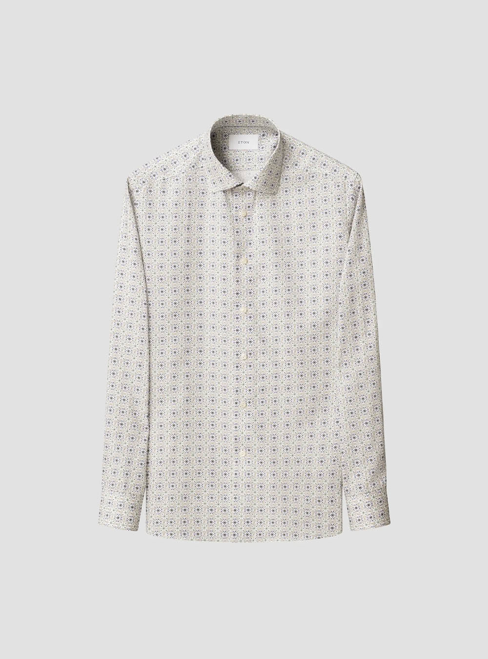 Eton Blue Medallion Motif Cotton & TENCEL™ Lyocell Shirt