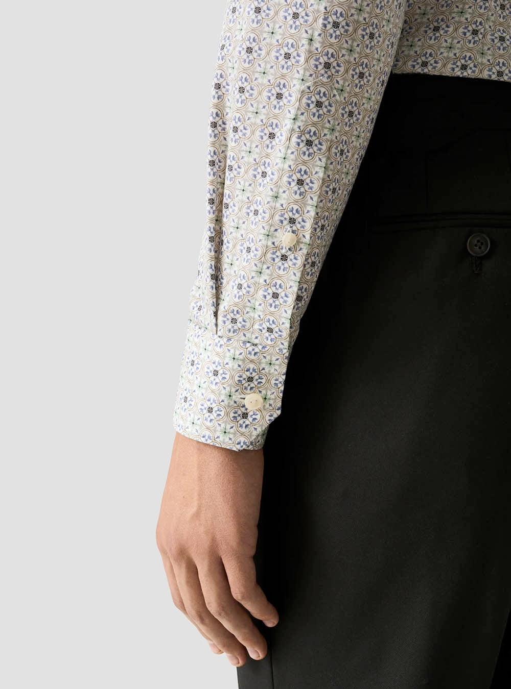 Eton Blue Medallion Motif Cotton & TENCEL™ Lyocell Shirt