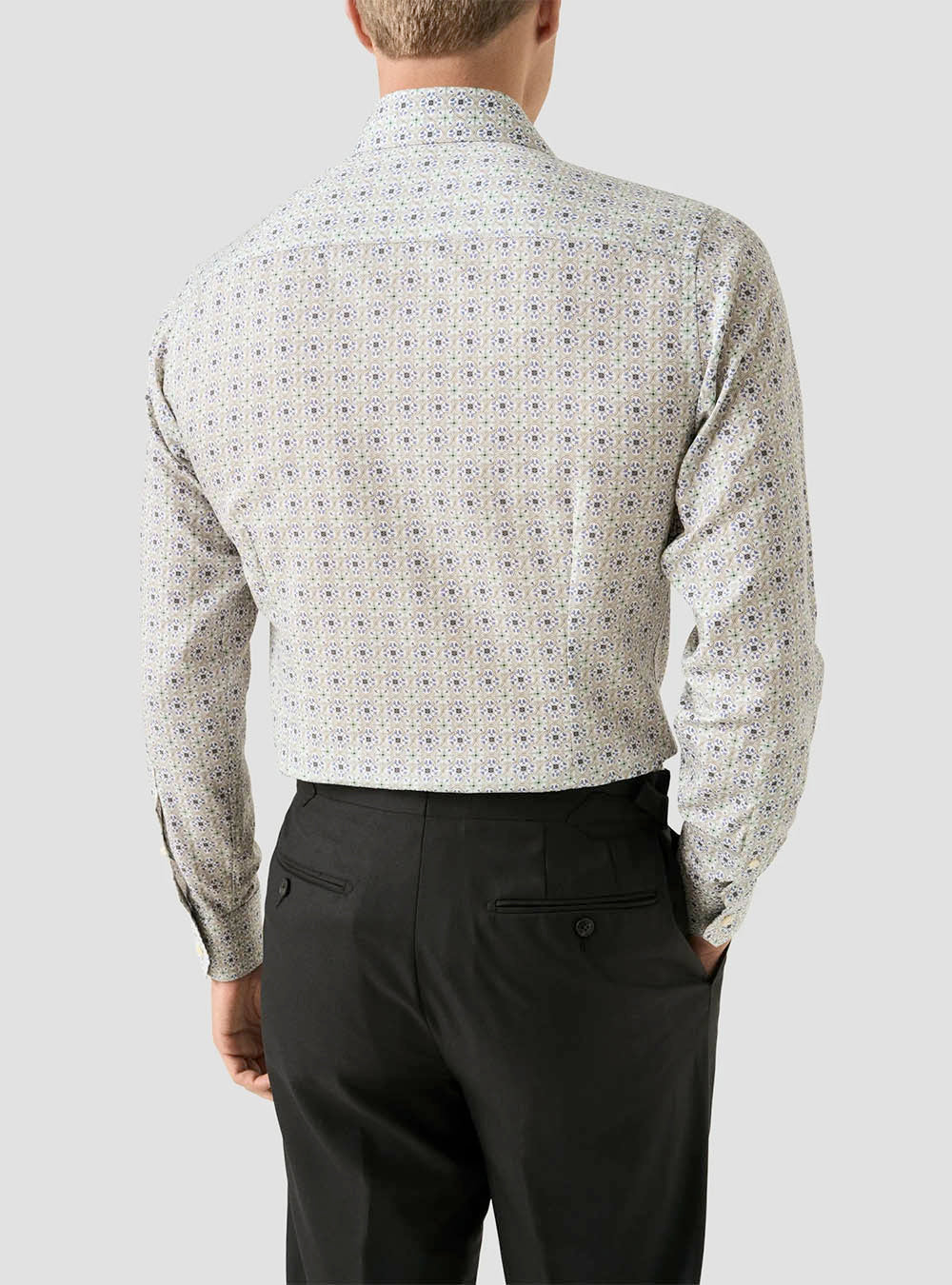 Eton Blue Medallion Motif Cotton & TENCEL™ Lyocell Shirt