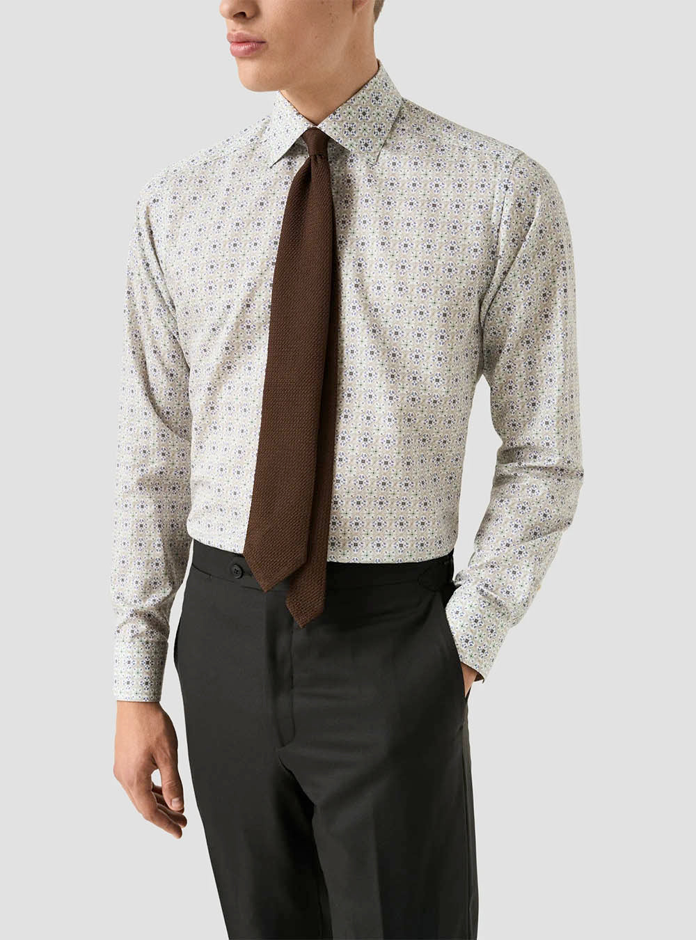 Eton Blue Medallion Motif Cotton & TENCEL™ Lyocell Shirt