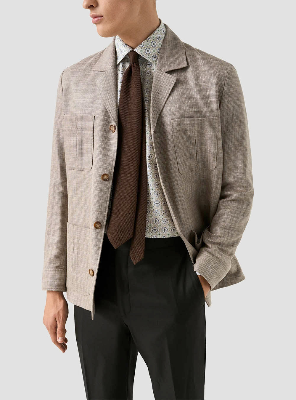 Eton Blue Medallion Motif Cotton & TENCEL™ Lyocell Shirt