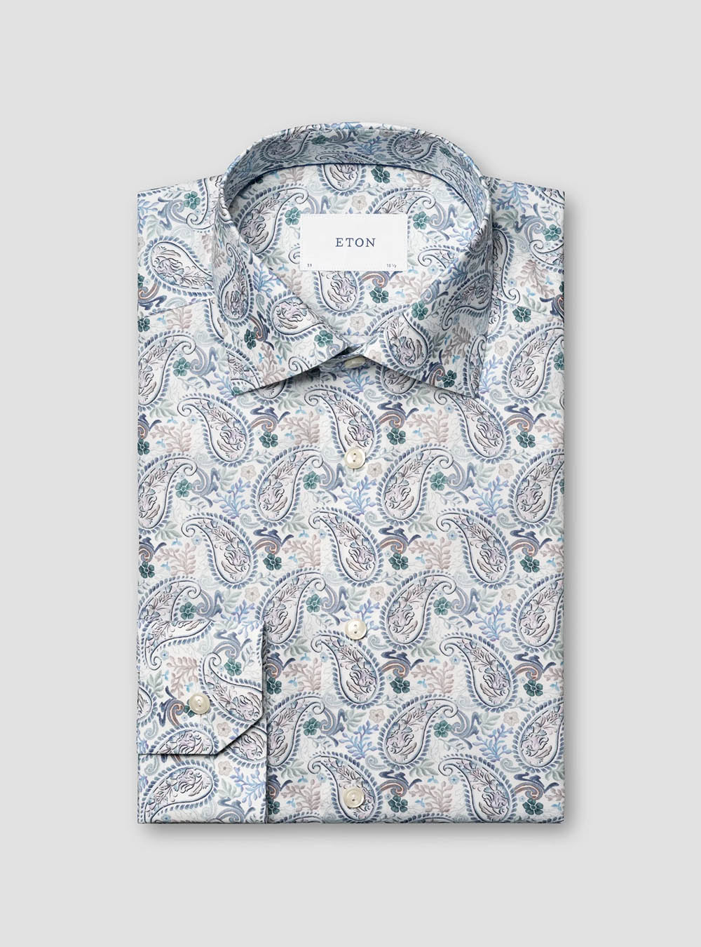 Eton Blue Paisley Motif Cotton & TENCEL™ Lyocell Shirt