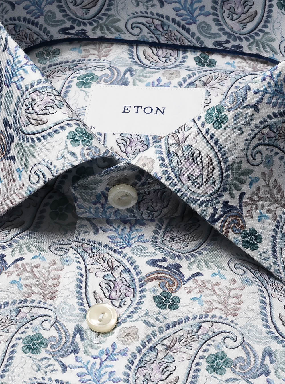 Eton Blue Paisley Motif Cotton & TENCEL™ Lyocell Shirt