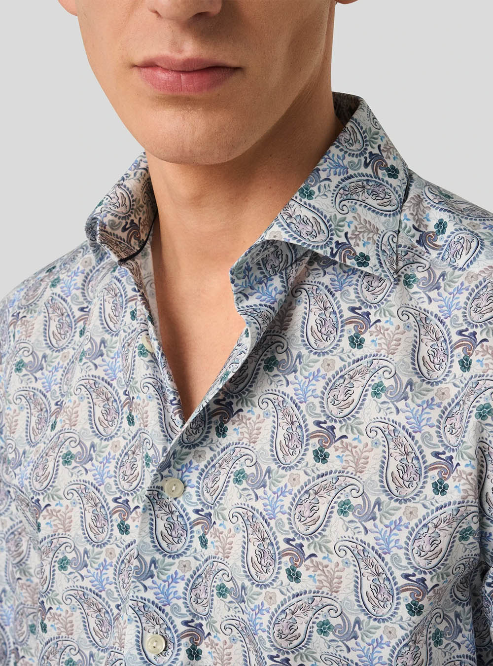 Eton Blue Paisley Motif Cotton & TENCEL™ Lyocell Shirt