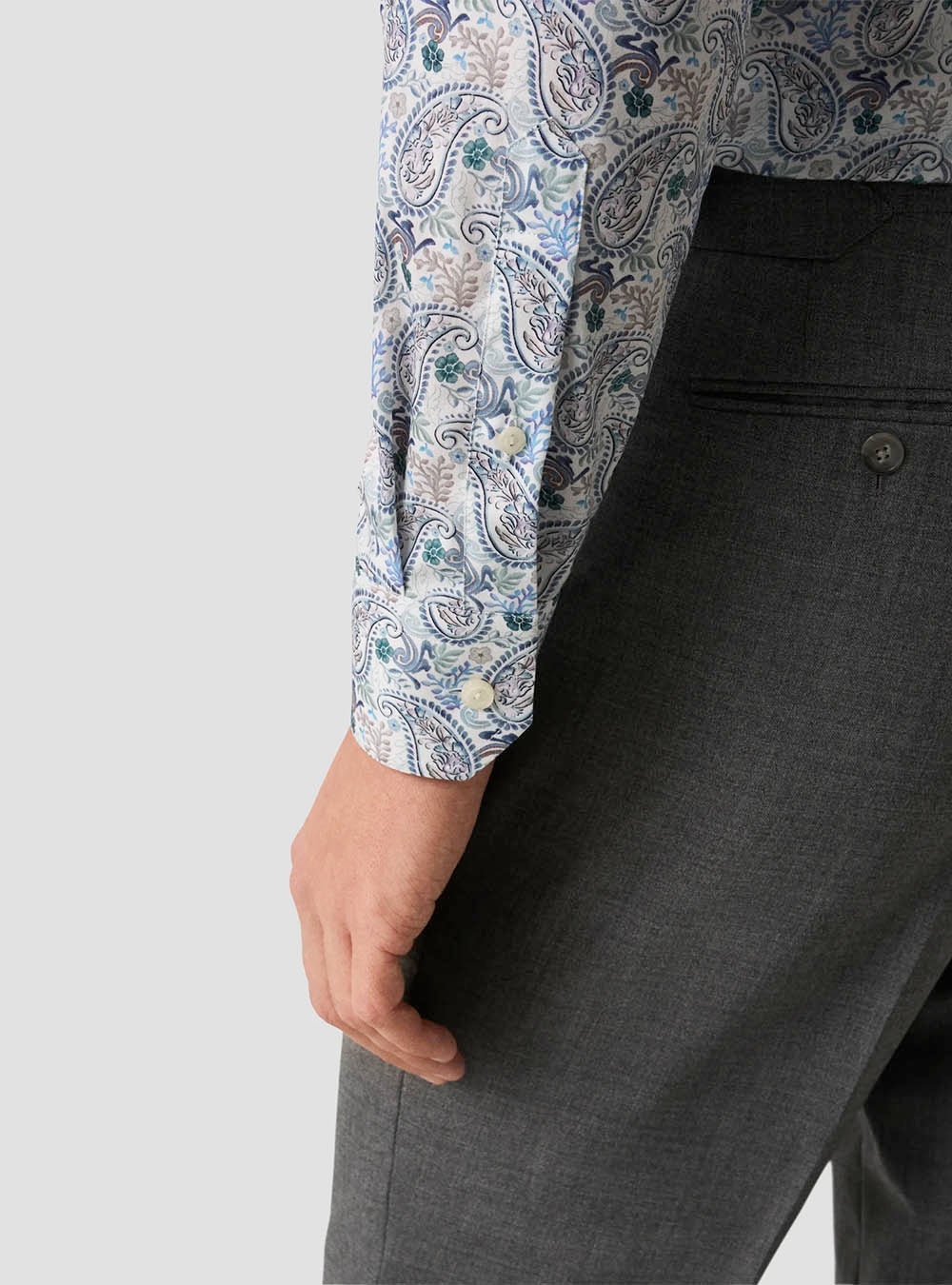 Eton Blue Paisley Motif Cotton & TENCEL™ Lyocell Shirt