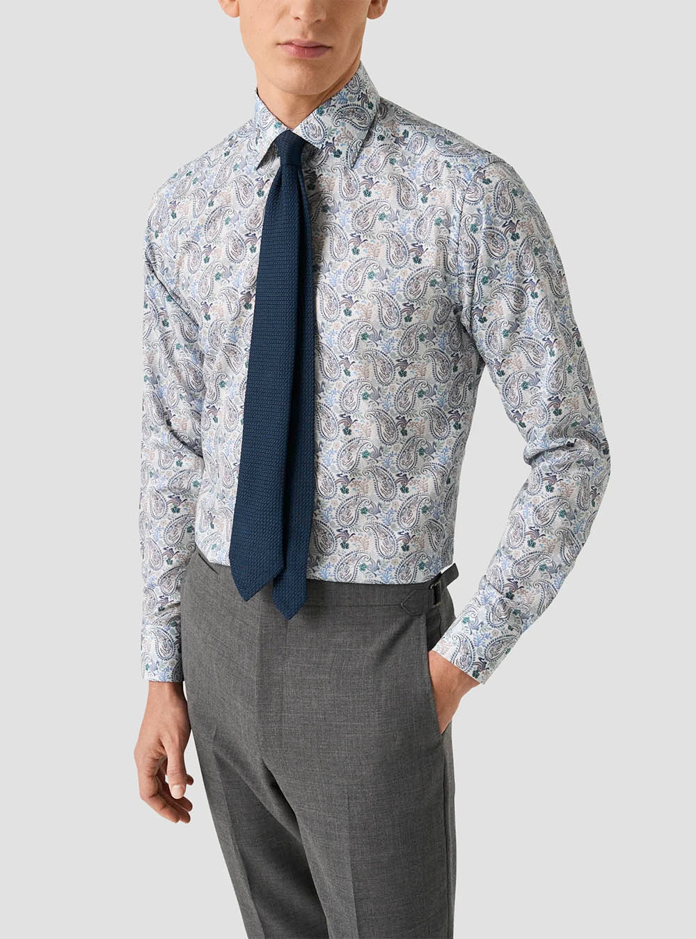 Eton Blue Paisley Motif Cotton & TENCEL™ Lyocell Shirt