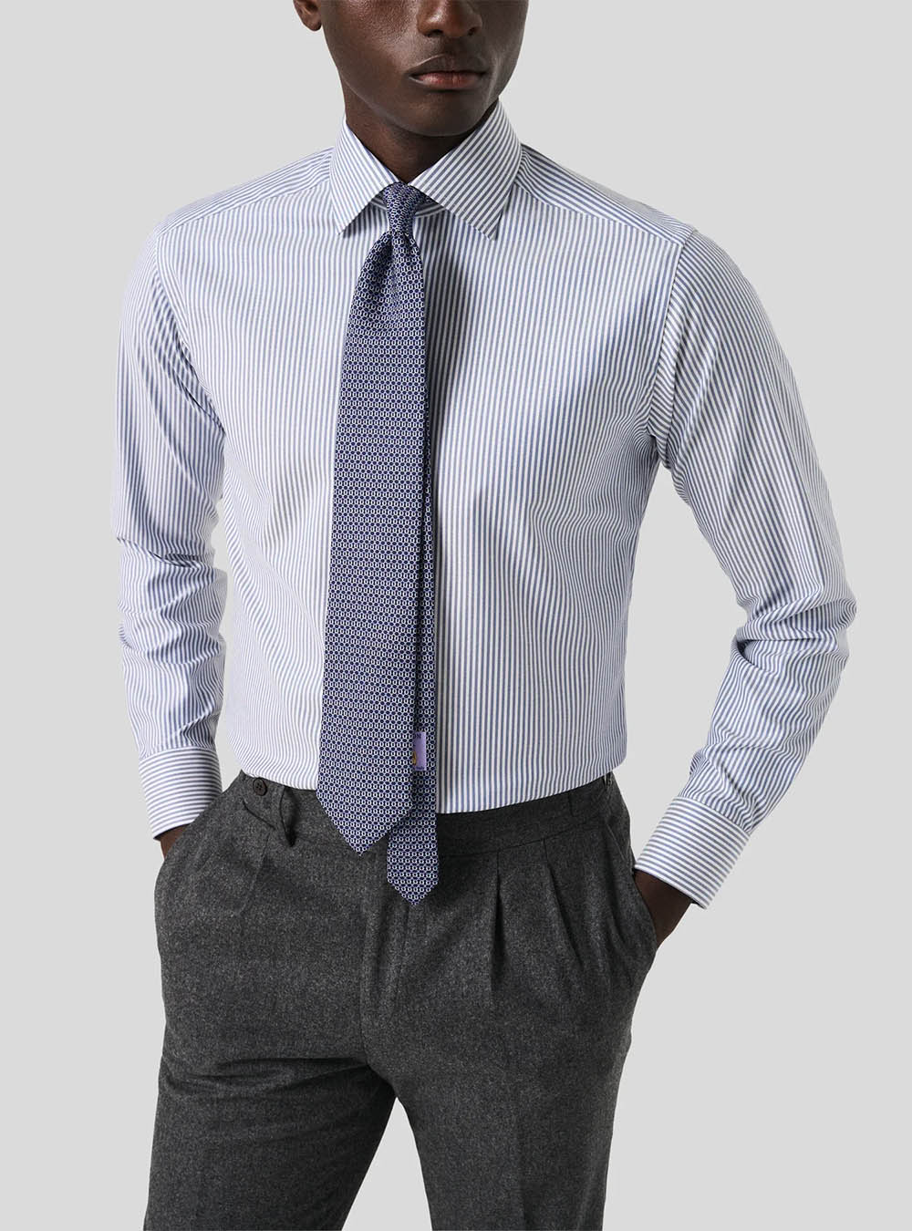 Eton Blue Striped Cotton TENCEL™ Lyocell Shirt