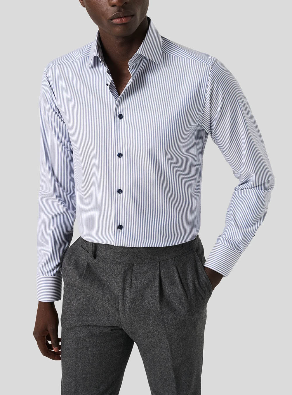 Eton Blue Striped Cotton TENCEL™ Lyocell Shirt